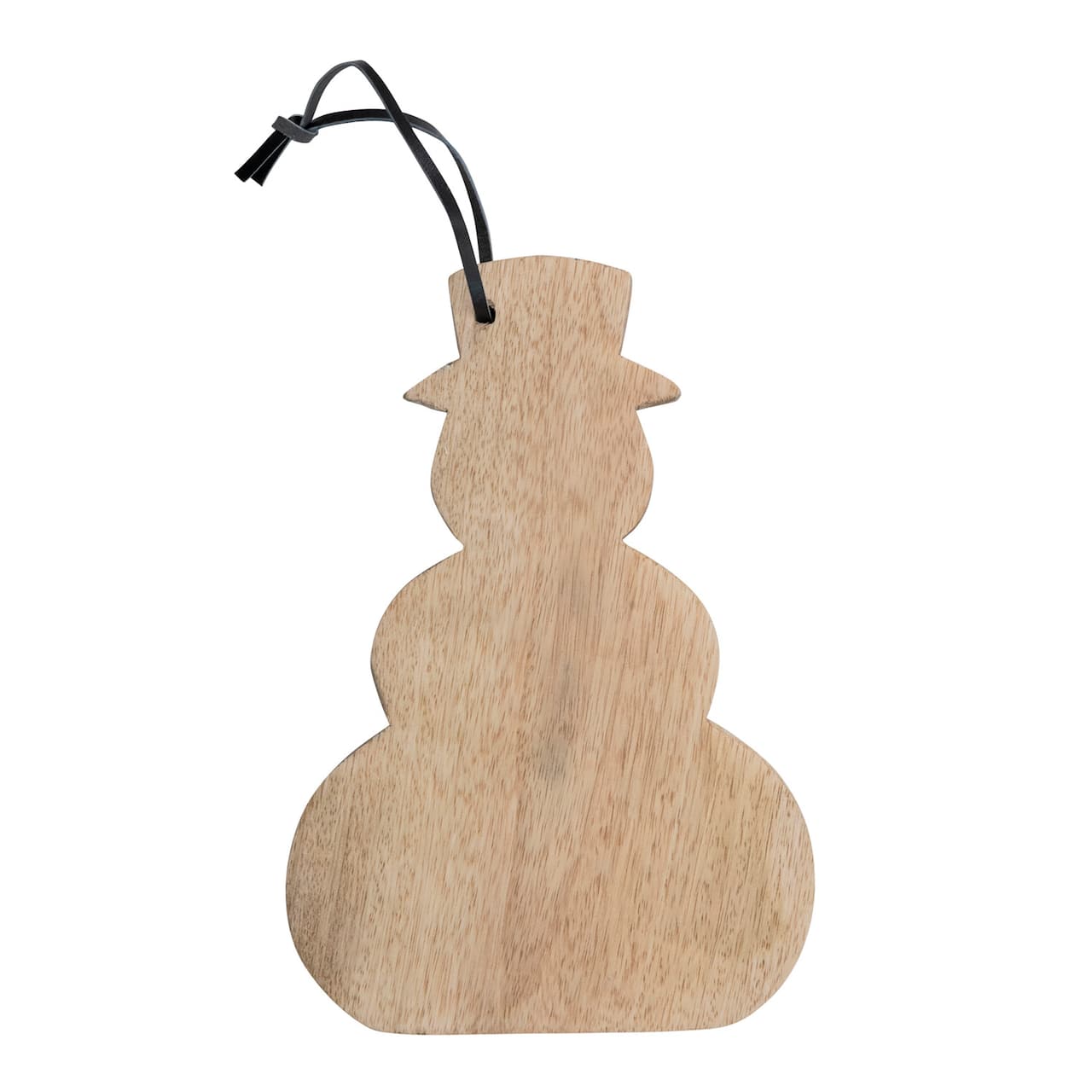 Hello Honey® 10" Snowman Shaped Mango Wood Cheese Cutting Board with Leather Tie